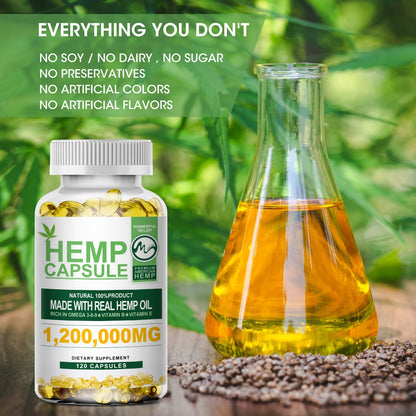 Hemp Seed Oil 120 Softgels for Calm,Sleep,Str