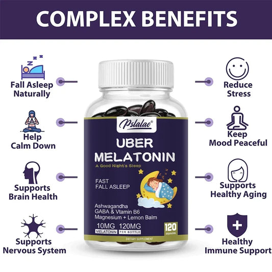 Adult Melatonin Supplement 10 Mg with L-Theanine, Tryptophan, Ashwagandha Supports Circadian Rhythm and Nervous System HealthSup