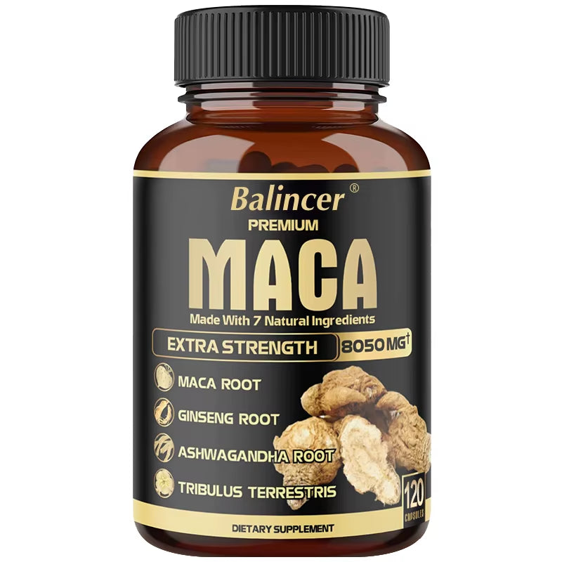 Maca Root Capsules - Natural Energy Supplement, Supports Athletic Performance and Motivation, Builds Muscle and Strengthens