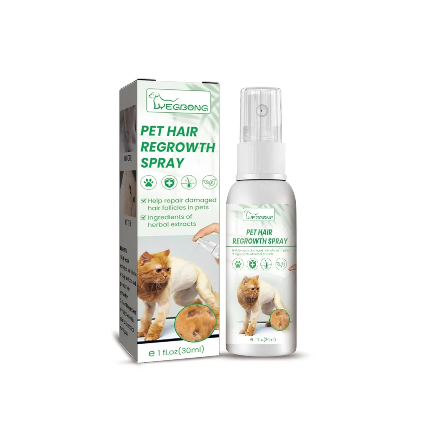 Cat Hair Regrowth Liquid Dog Hair Loss Treatment Promote Cat Hair Growth Pet Skin Repair Relieve Itching Pet Skin Repair Essence