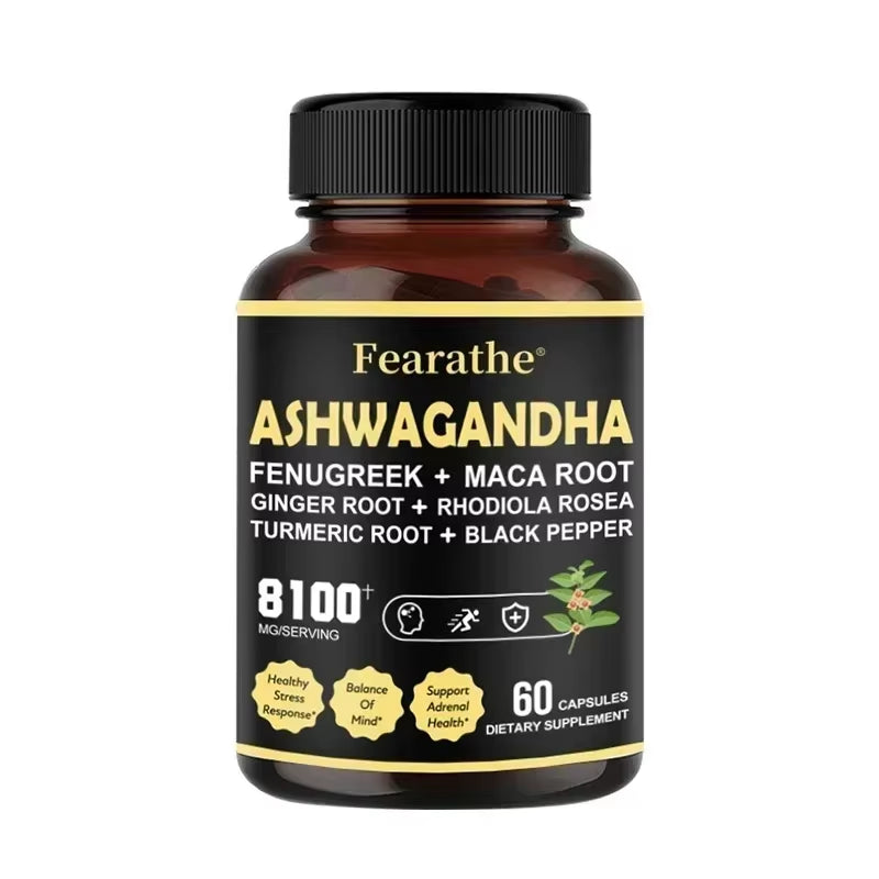 Ashwagandha - 7 in 1 Fenugreek, Maca, Turmeric, Rhodiola Rosea - Natural Sleep, Adrenal, Immune and Energy Support Supplement