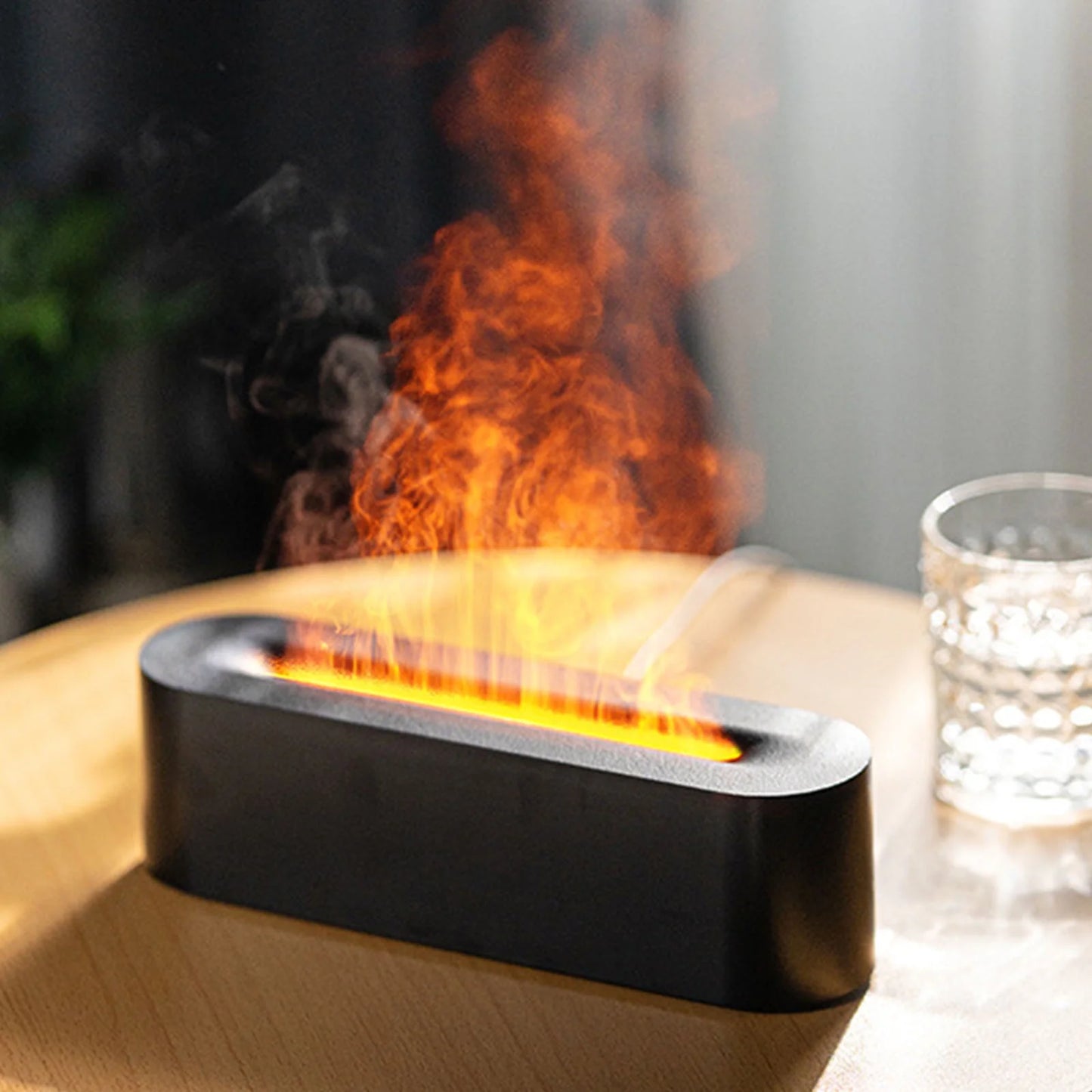 Flame Air Diffuser, Humidifier, Essential Oil Diffuser - 7 Colors, 180Ml Capacity (7 Hours), Noiseless Operation, Auto-Off Protection - Perfect for Home Bedroom Office Gifts(White)