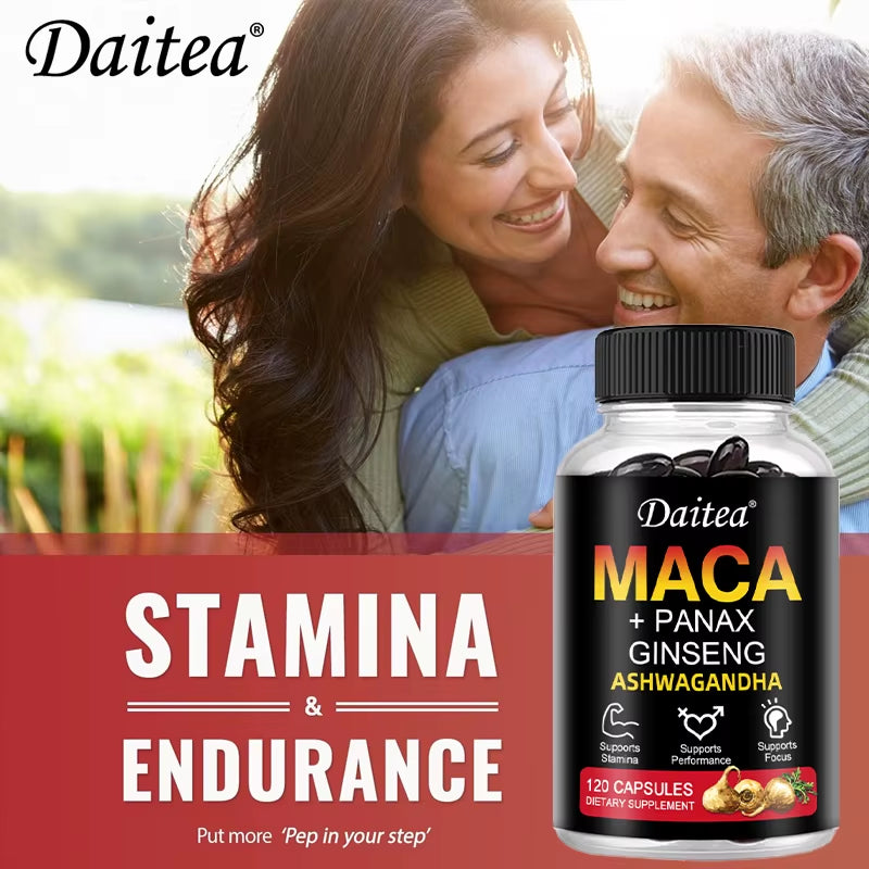 Maca Root Capsules (With Black Maca) + Red Ginseng Extract to Support Energy, Endurance and Performance