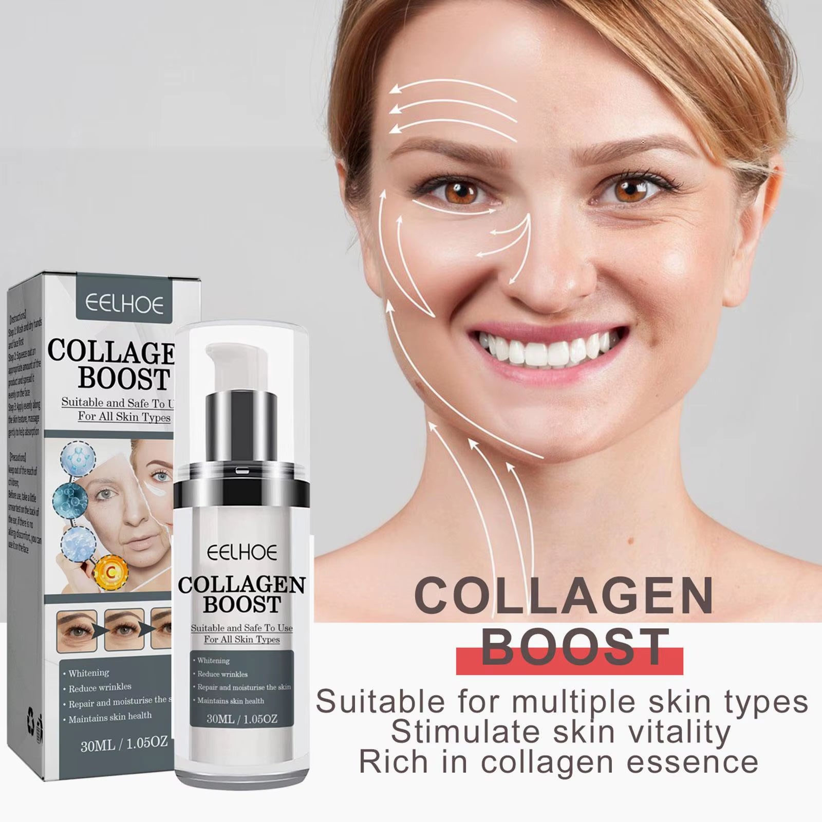 5/3/1Pcs Collagen Boost Serum Anti-Aging Dark Spot Corrector Anti-Wrinkle Face Cream Fade Fine Lines Women Skin Care 30Ml