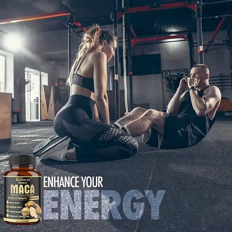 Maca Root Capsules - Natural Energy Supplement, Supports Athletic Performance and Motivation, Builds Muscle and Strengthens