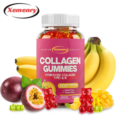 Collagen Gummies - for Hair, Skin, Nails & Joints - Hydrolyzed Collagen Type I & III