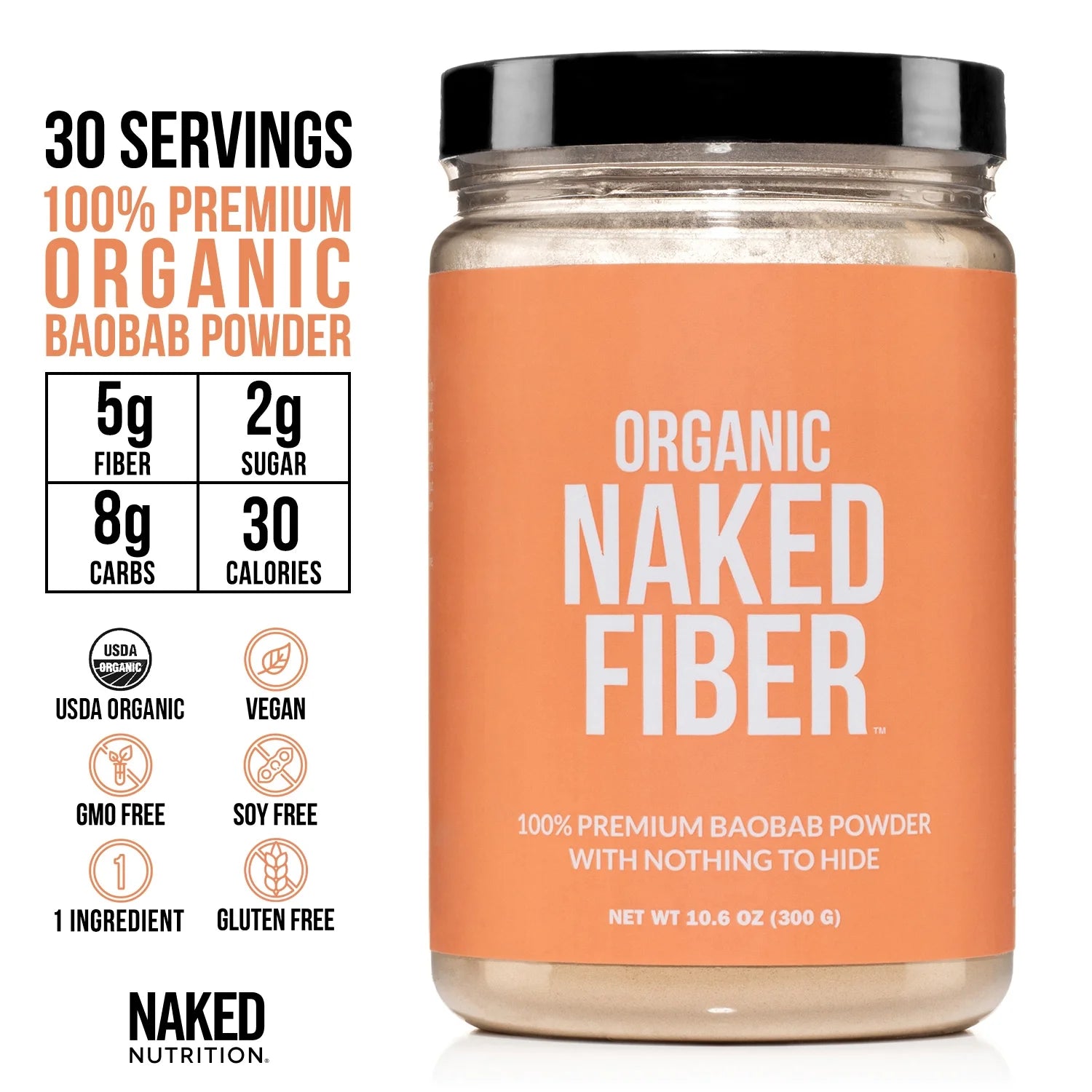 Naked Fiber Organic Baobab Powder Fiber Supplement