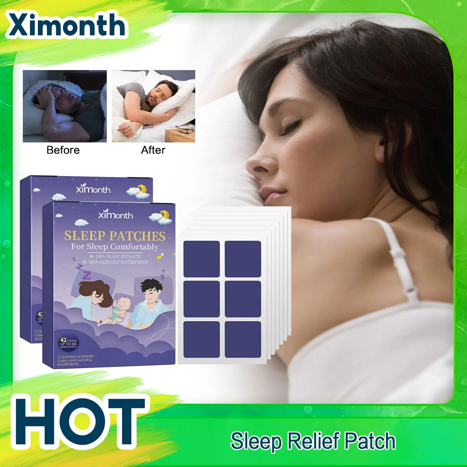 Insomnia Patches Improve Stress Anxiety Headache Neurasthenia Soothing Fall Asleep Quickly Body Relaxing Help Sleeping Sticker