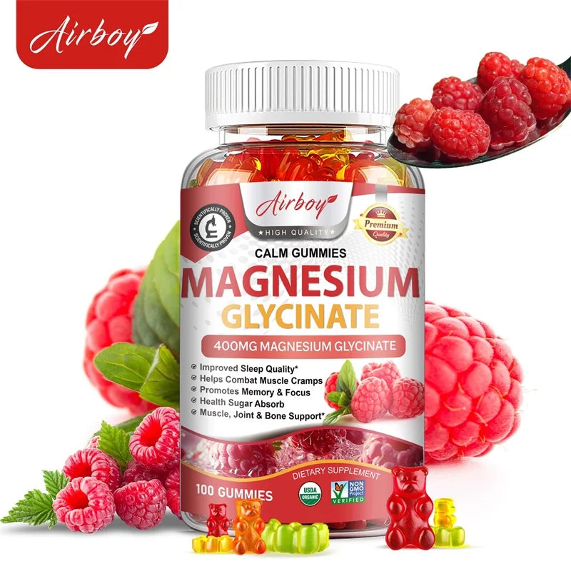 Magnesium Glycinate Gummies - Improve Sleep, Relax Nerves, Brain Health, Strengthen Muscles and Bones