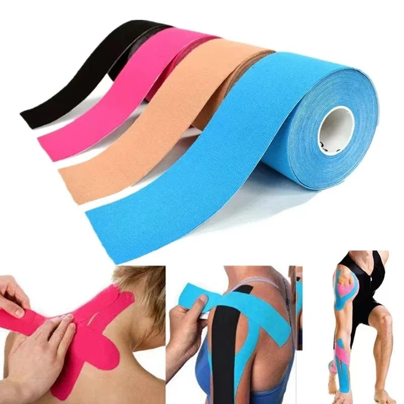 2 Sizes Sports Tape Kinesiology Muscle Body Support Bandage Cotton Elastic Adhesive Strain Injury Pain Relief Gym Knee-Pad Ankle