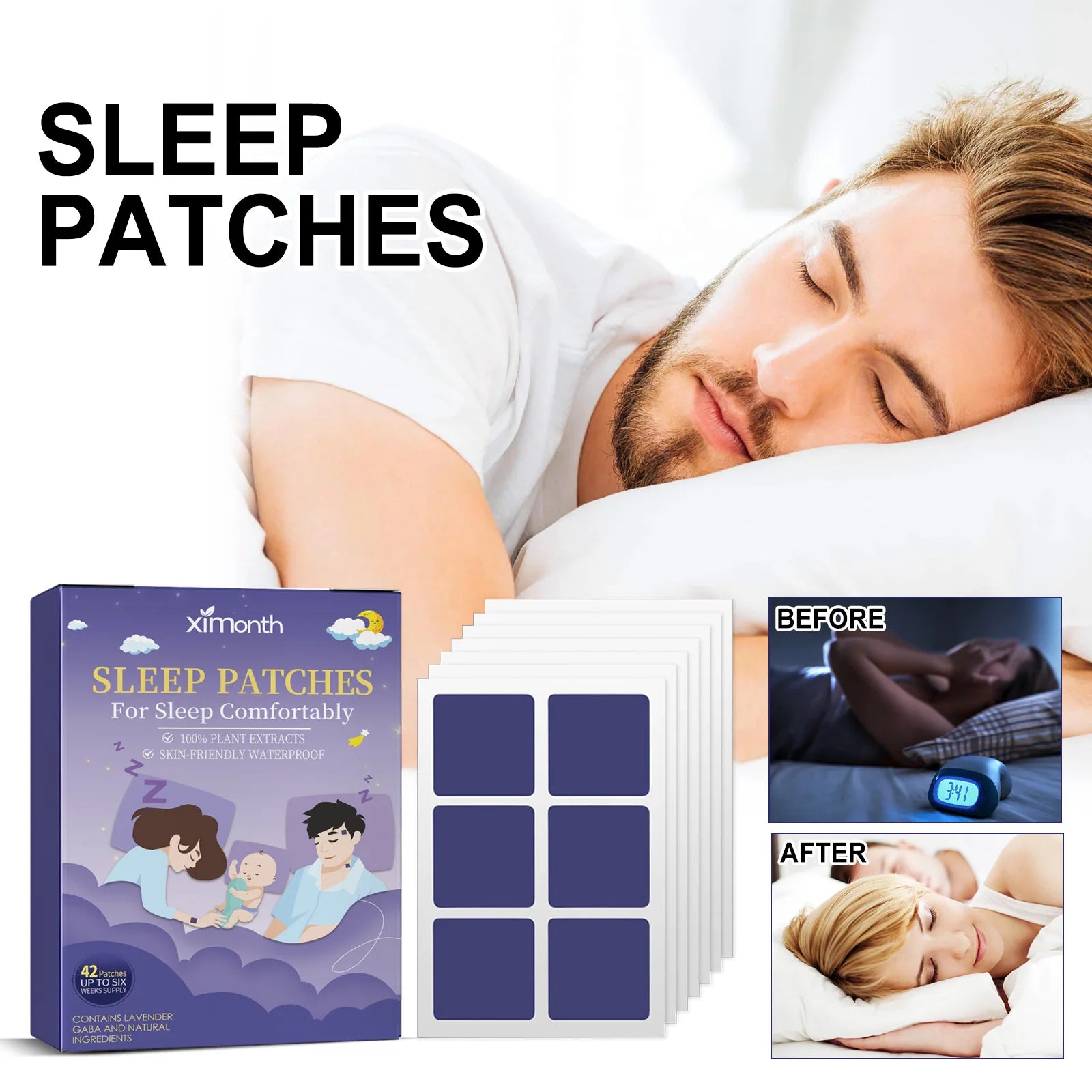 Insomnia Patches Improve Stress Anxiety Headache Neurasthenia Soothing Fall Asleep Quickly Body Relaxing Help Sleeping Sticker