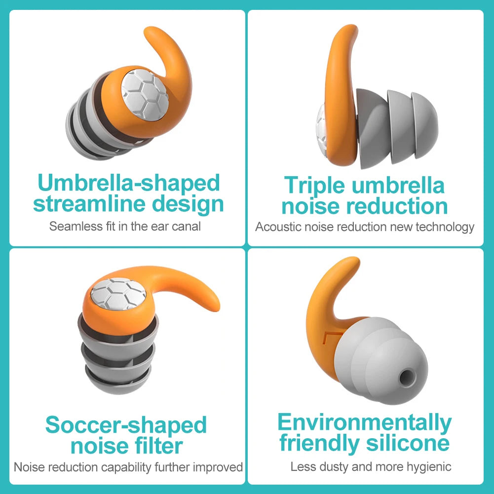 Sleep Noise Reduction Earplug Ear Protection Earplugs Anti-Noise Waterproof Plug for Travel Work Silicone Earplugs