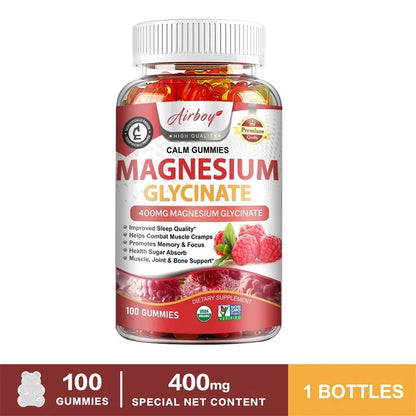 Magnesium Glycinate Gummies - Improve Sleep, Relax Nerves, Brain Health, Strengthen Muscles and Bones