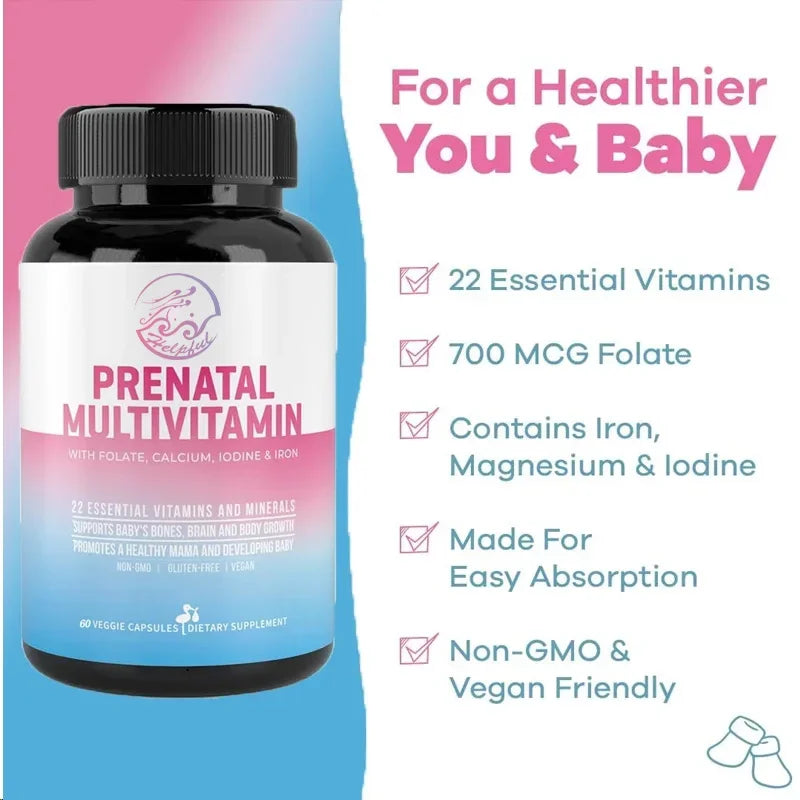 Prenatal Vitamins for Expectant Mothers | Non-GMO Formula with Calcium, Vitamin D2, C, Zinc, Iron, and Folate