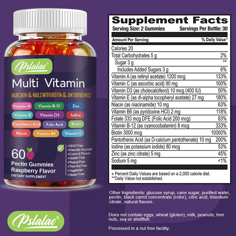 Multivitamin Gummies - with Vitamins and Minerals - Enhances Energy Levels, Immune Support, Antioxidant