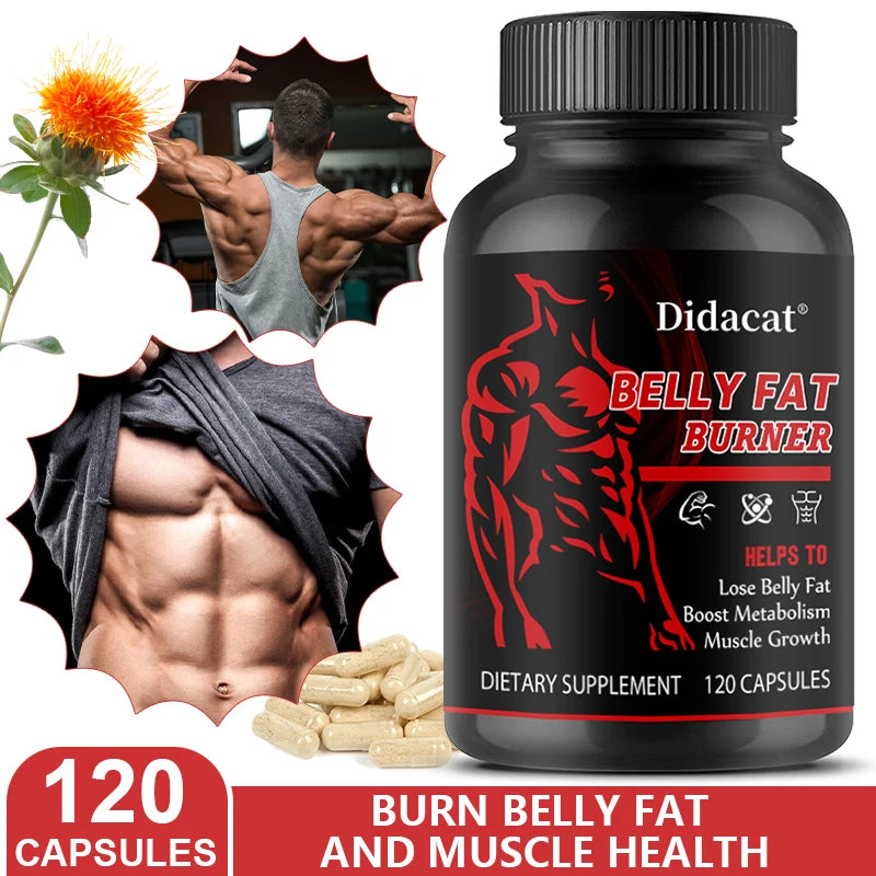 Belly Fat Burner for Men - Burn Belly Fat, Tighten Abs, Boost Muscle Growth, Metabolism - Caffeine Free