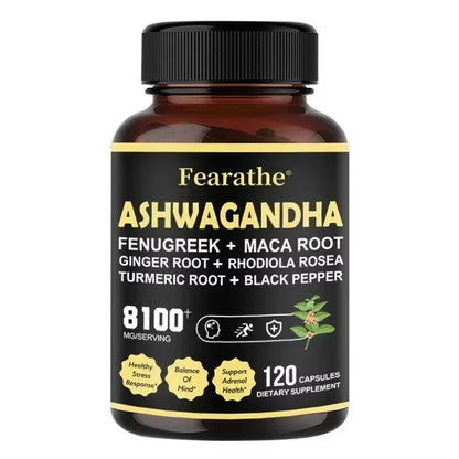 Ashwagandha - 7 in 1 Fenugreek, Maca, Turmeric, Rhodiola Rosea - Natural Sleep, Adrenal, Immune and Energy Support Supplement