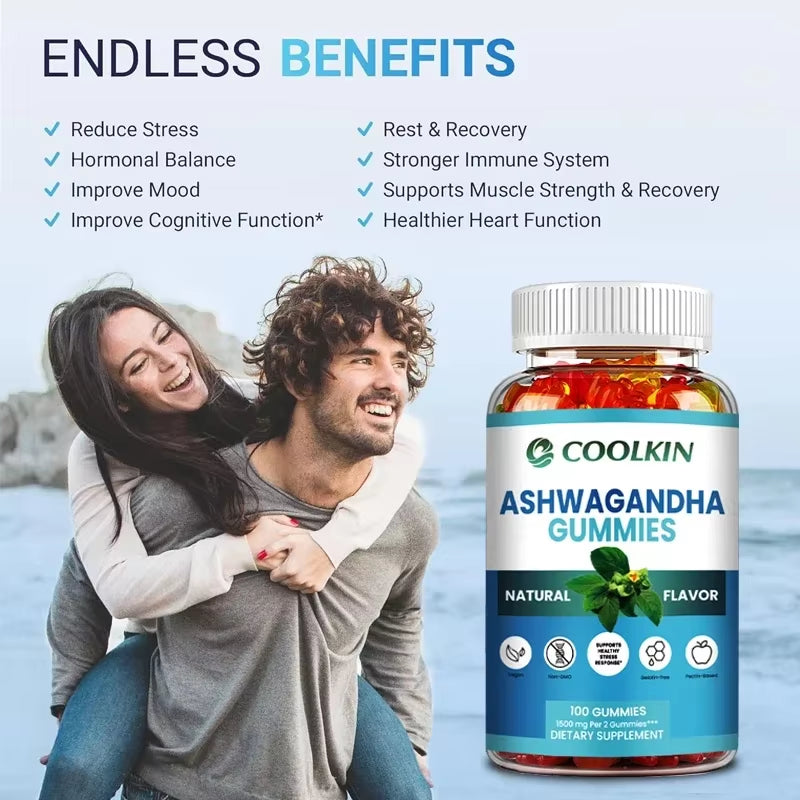 Ashwagandha Gummies - Relieve Fatigue, Stress, Anxiety, Improve Mood and Sleep Quality