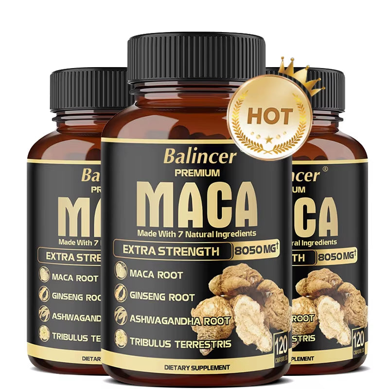 Maca Root Capsules - Natural Energy Supplement, Supports Athletic Performance and Motivation, Builds Muscle and Strengthens