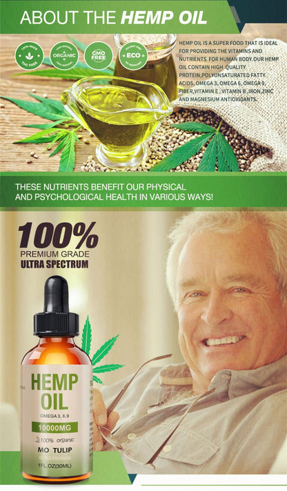 ✅✅Pure Hemp Organic Hemp Seed Oil 10000MG 30Ml Pain Relief, Anxiety Sleep-Au✅✅