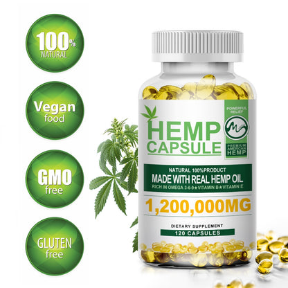 Hemp Seed Oil 120 Softgels for Calm,Sleep,Str
