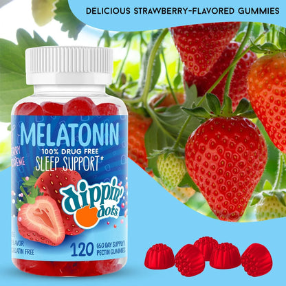 Dippin’ Dots Melatonin Gummies Sleep Supplement Strawberry Sunset Sleeping Gummies for Adults and Kids, 60 Count