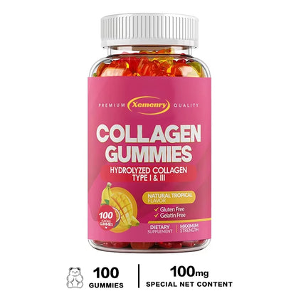 Collagen Gummies - for Hair, Skin, Nails & Joints - Hydrolyzed Collagen Type I & III