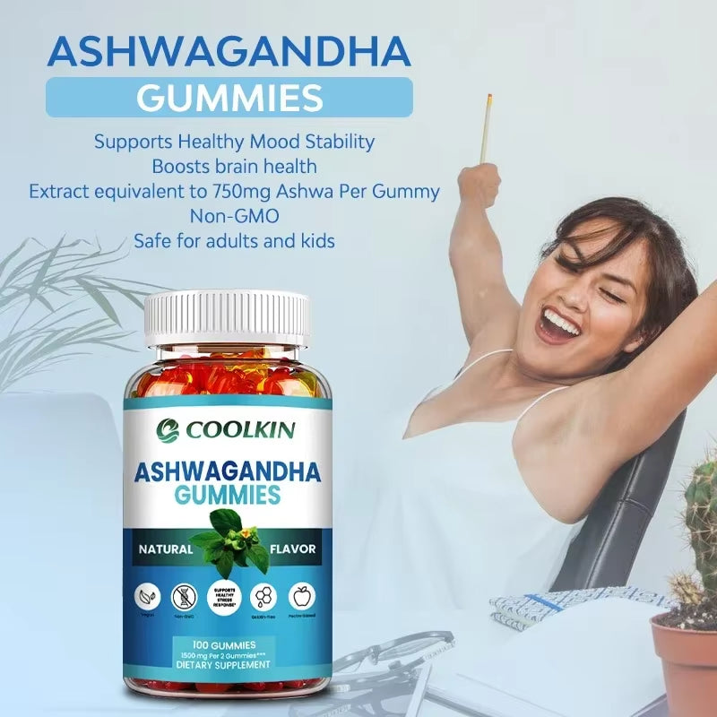 Ashwagandha Gummies - Relieve Fatigue, Stress, Anxiety, Improve Mood and Sleep Quality