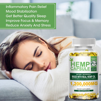 Hemp Seed Oil 120 Softgels for Calm,Sleep,Str